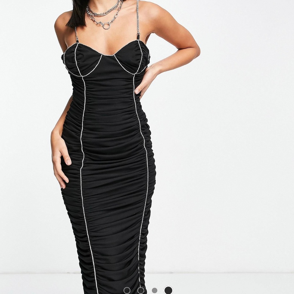 Asos Design Ruched Glam Dress - Picture 2 of 4